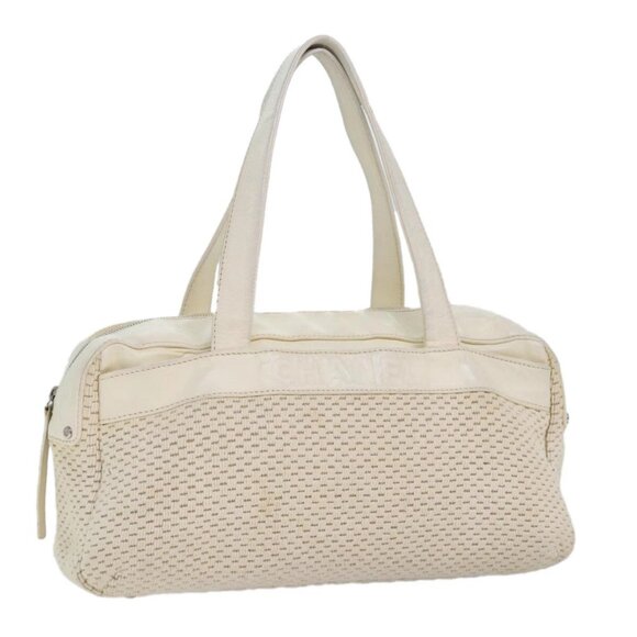 CHANEL Hand Bag Canvas Leather Beige CC Auth - Picture 12 of 16